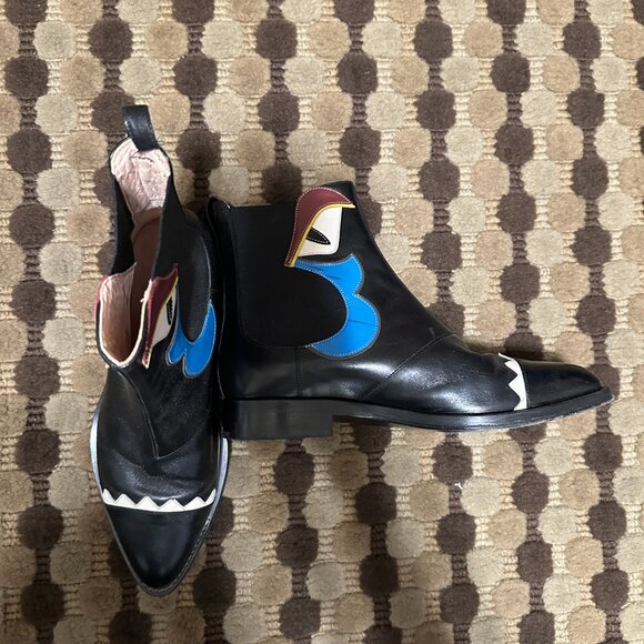 Fendi Monsters Motif Leather Chelsea Boots - Picture 10 of 10